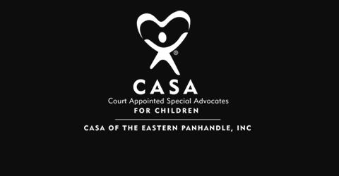 The CASA (Court Appointed Special Advocates for Children) logo and text displayed on a black background, representing a nonprofit organization serving children.
