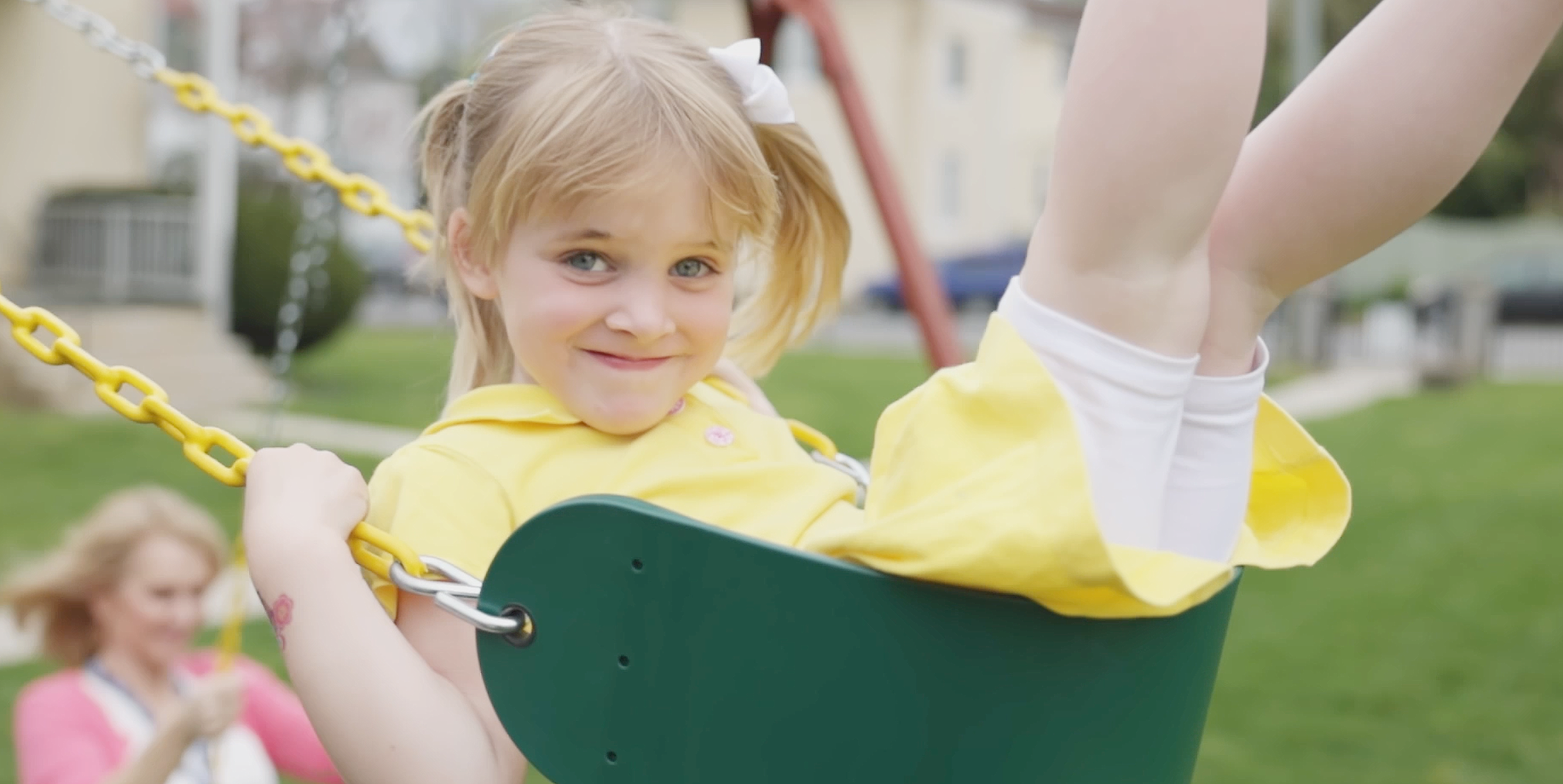 Illustration of children playing on swings