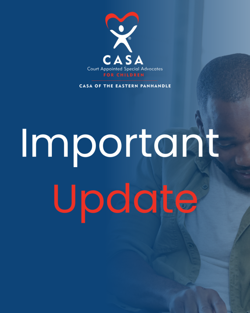 A professional announcement graphic with the CASA logo and large text reading 'Important Update' overlaid on a blue-toned background featuring a person in the background.