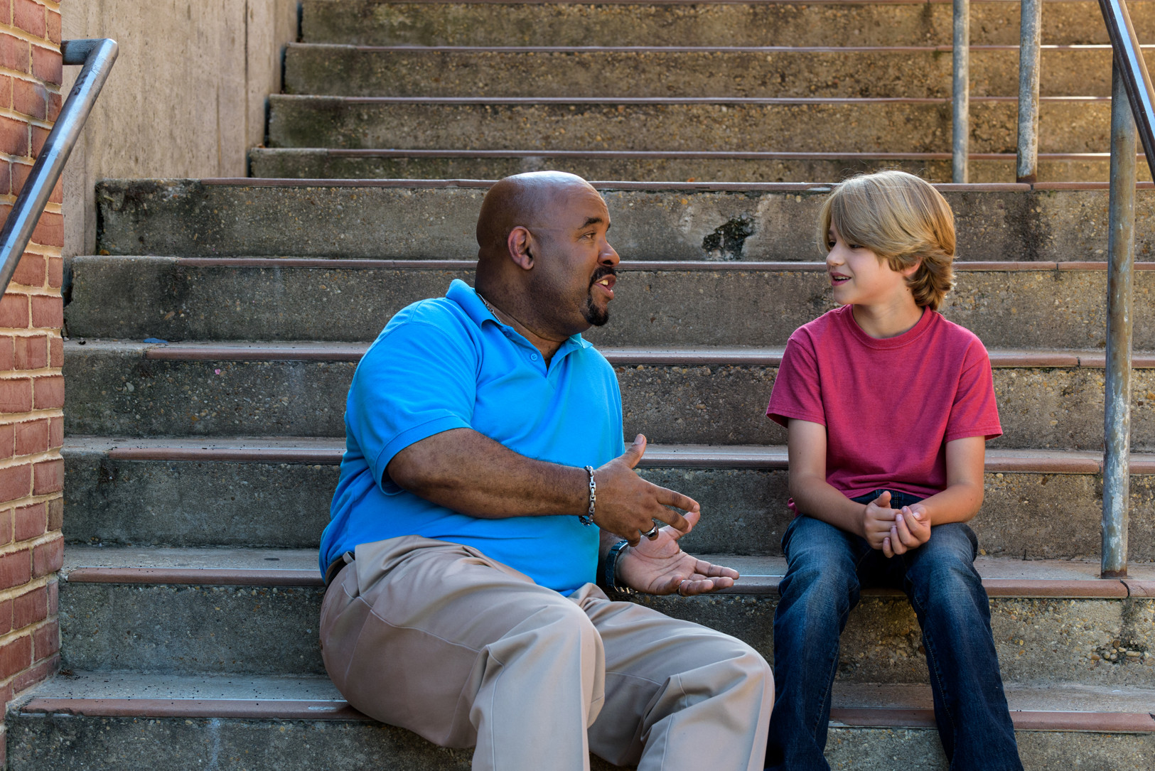 A CASA volunteer with a child