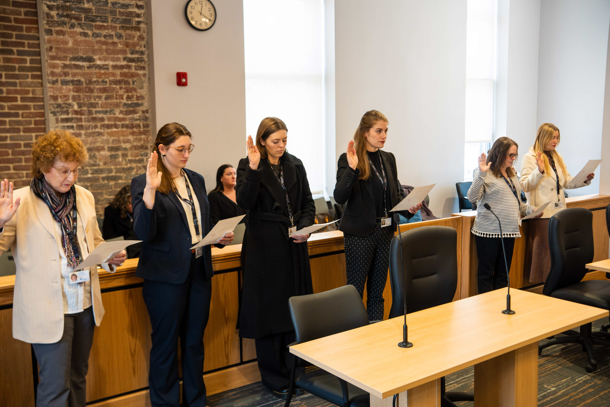 A new class of CASA volunteers is sworn in at the courthouse